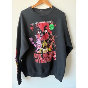 Five Nights at Freddys FNAF Graphic Sweatshirt Mens XL Black Horror Video Game